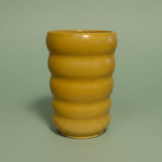 Yellow Tall Grooved Vase